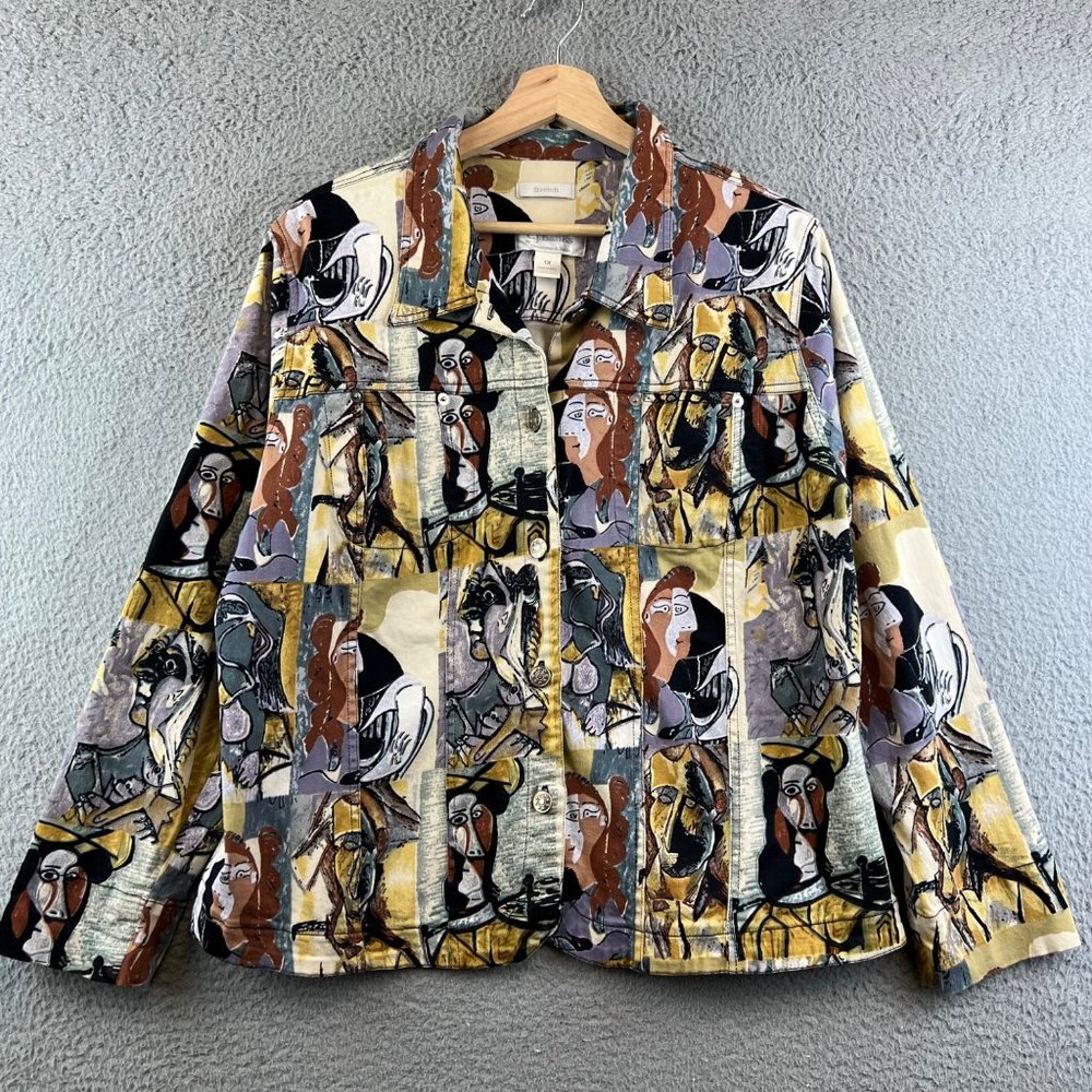 CJ CHRISTOPHER BANKS PICASSO CUBISM CUBISTIC IMPRESSIONISM ARTSY JACKET 1X